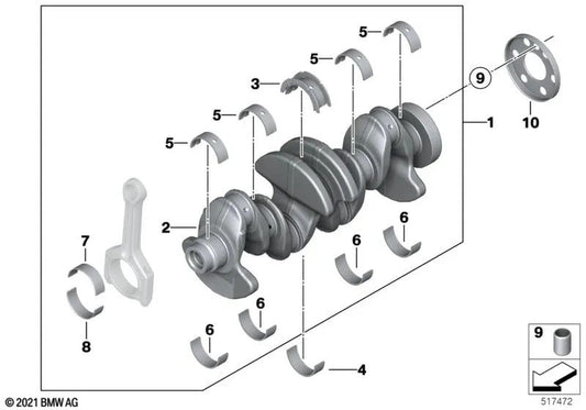 Crankshaft without bearings for BMW F10N, E84, F25 (OEM 11217631708). Original BMW.