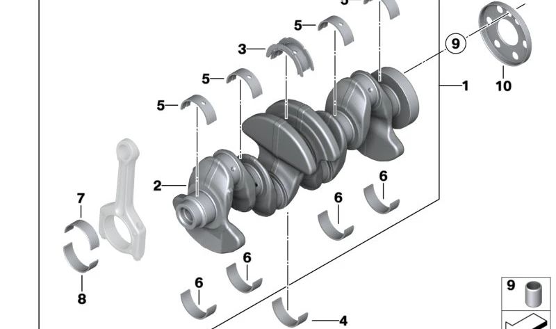 Blue bearing bushing for BMW F20, F21, F22, F23, F30, F31, F34, F35, F32, F33, F36, F07N, F10, F11, F18, E84, F25, F26, F15, F16, E89 (OEM 11217598964). Original BMW