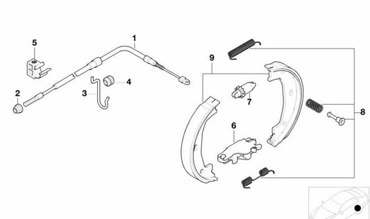 Cable de Freno de Mano para BMW E52 (OEM 34411165928). Original BMW