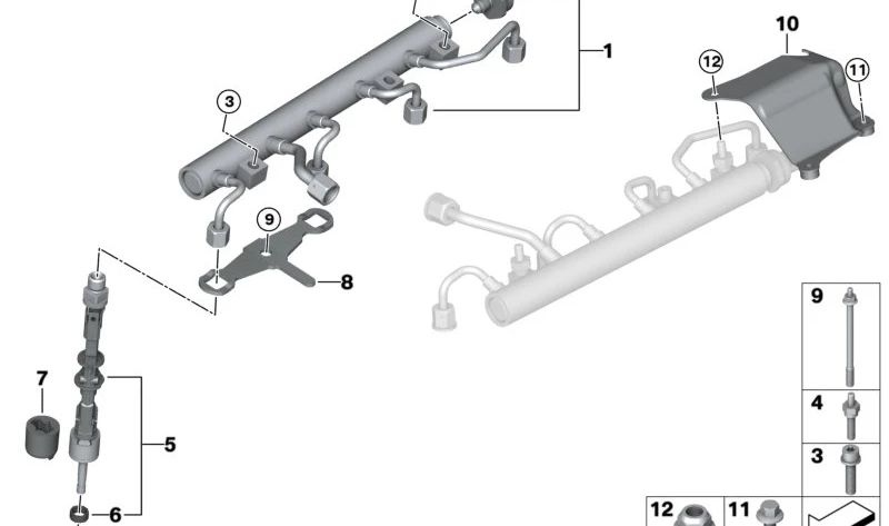 Injection Pipe for BMW 5 Series F90, G30, G31, G90, 7 Series G11N, G12N, G70, 8 Series F91, F92, F93, G14, G15, G16, X5 F95, G05, X6 F96, G06, X7 G07, XM G09 (OEM 13537852403). Genuine BMW.