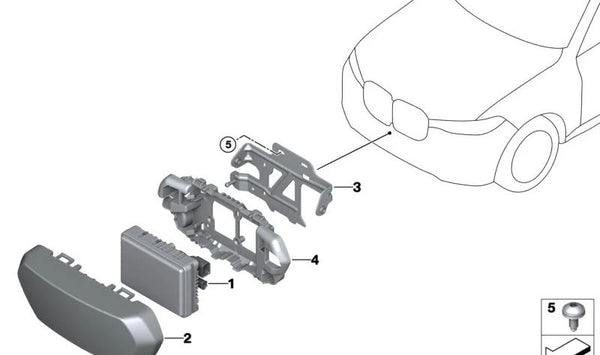 Sensor de Radar Frontal para BMW Serie 1 F70, Serie 2 U06, Serie 5 G60, G61, G90, Serie 7 G70, i I20, X1 U11, X2 U10, X3 G45, X5 F95N, G05N, X6 F96N, G06N, X7 G07N, XM G09 (OEM 66315A8A329). Original BMW