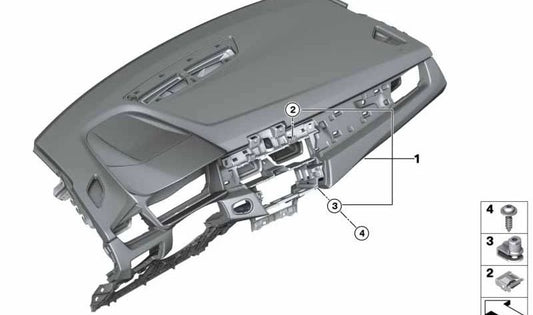 Head-Up Display with decorative stitching OEM 51459378952 for BMW 2 Series Active Tourer (F45) and 2 Series Gran Tourer (F46). Original BMW.