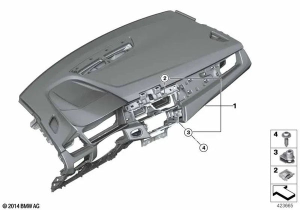 I-Tafel Head-up Display con costura decorativa para BMW Serie 2 F45, F45N, F46, F46N (OEM 51459378487). Original BMW