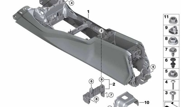 Consola central original OEM 51169460092 para BMW F40, F44.