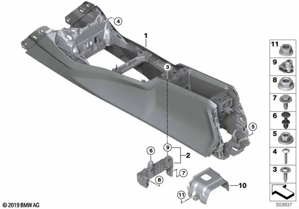 Consola central para BMW Serie 1 F40, Serie 2 F44 (OEM 51169460091). Original BMW