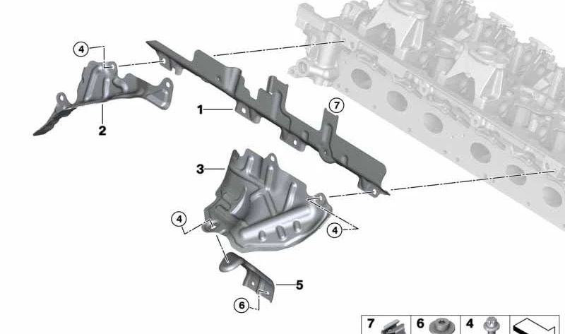 Soporte para placa protectora de calor OEM 11658092164 para BMW G87, G80, G81, G82, G83, F97, F98. Original BMW.