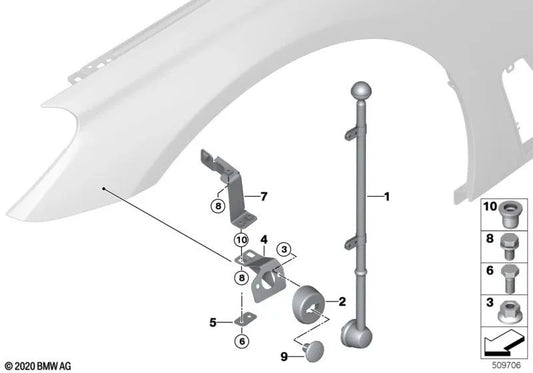 Soporte de estandarte izquierda para BMW Serie 7 G11N, G12N (OEM 72609466711). Original BMW