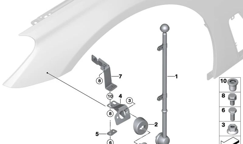 Soporte de estandarte derecho para BMW G11N, G12N (OEM 72609466712). Original BMW