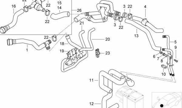 Manguera de refrigerante para BMW E39 (OEM 64216904829). Original BMW