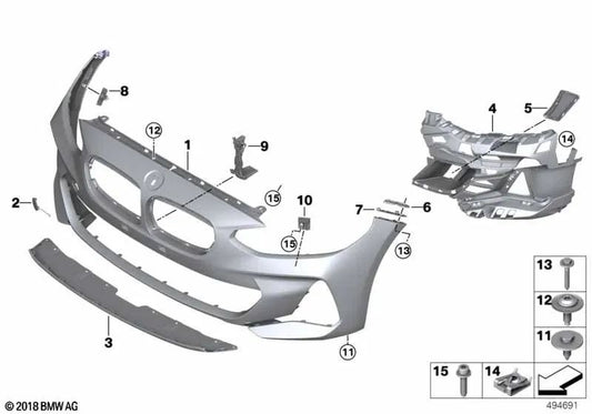 Soporte para faro antiniebla derecho para BMW Serie 1 F52 (OEM 51112469502). Original BMW