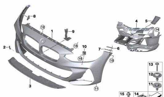 Revestimiento del parachoques imprimado delantero para BMW Serie 1 F52 (OEM 51112469926). Original BMW