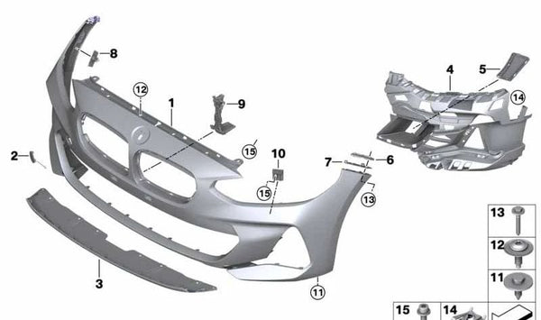 Revestimiento del parachoques imprimado delantero para BMW Serie 1 F52 (OEM 51112469926). Original BMW