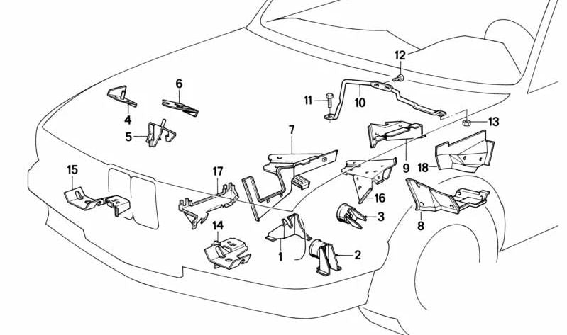 Support droit pour la série BMW 3 E30 (OEM 41141943224). BMW d'origine