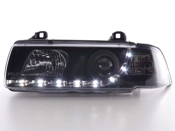 Faros delanteros LED con aspecto DRL BMW Serie 3 Coupé, Cabrio E36 92-98 negro