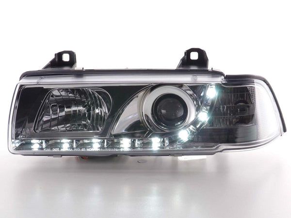 Faros delanteros LED BMW Serie 3 E36 Coupé / Cabrio 92-98 cromados para volante a la derecha