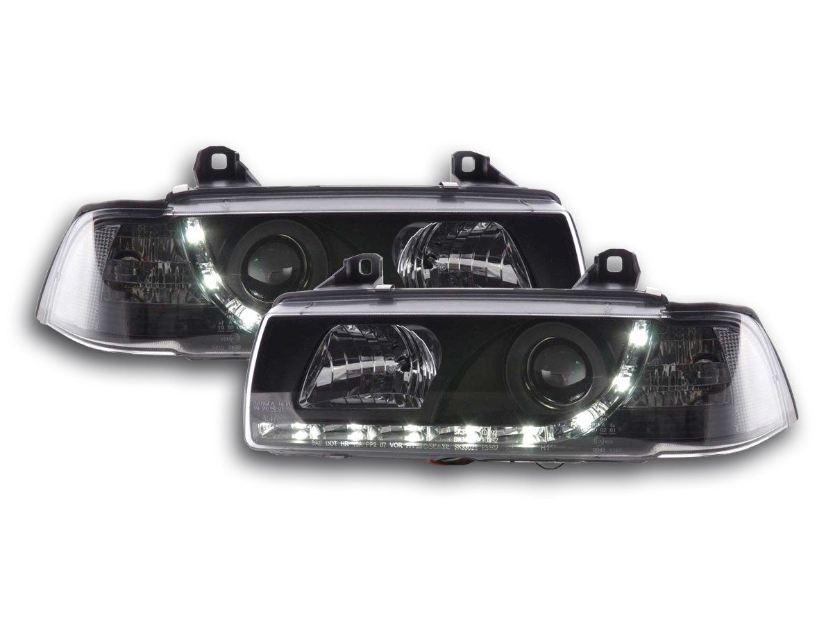 Faros De Luz Diurna Luces Conducción Led Bmw Serie 3 E36 Limo / Touring Negro Para Volante A La