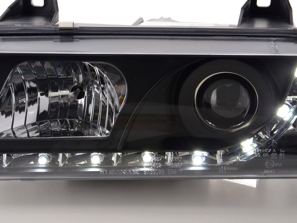 Faros delanteros LED BMW Serie 3 E36 berlina 92-98 negro