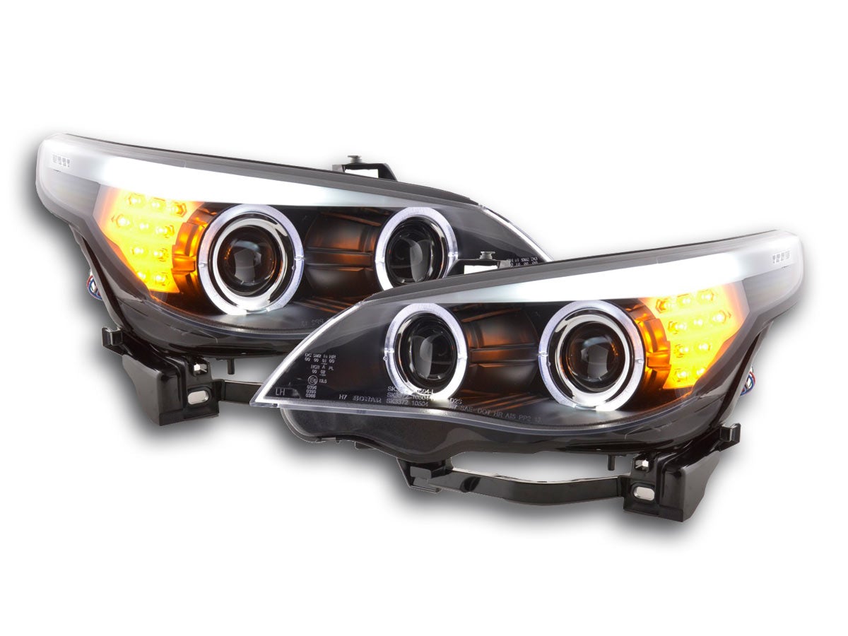 Juego De Faros Delanteros Bmw 5-Series E60 / E61 03-07 Negro Lights > Headlights