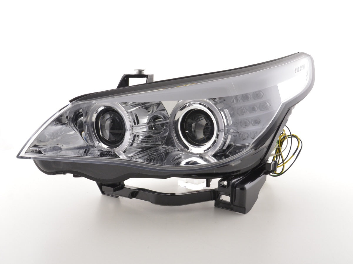 Xenon Angel Eyes LED-Scheinwerfer BMW 5er E60 / E61 03-04 Chrom für Rechtslenker