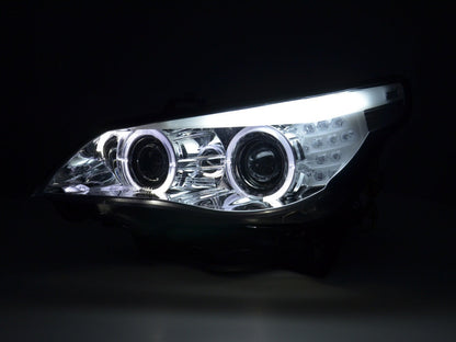 Faros Xenon Angel Eyes Led Bmw Serie 5 E60 / E61 03-04 Cromo Lights > Headlights