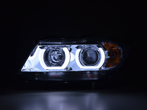 Faros delanteros LED con aspecto DRL BMW Serie 3 E90 / E91 05-08 cromados