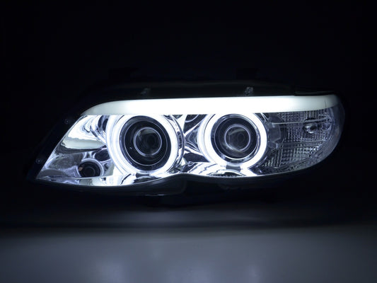 Front headlights Xenon Daylight CCFL DRL look BMW X5 E53 04-06 chrome