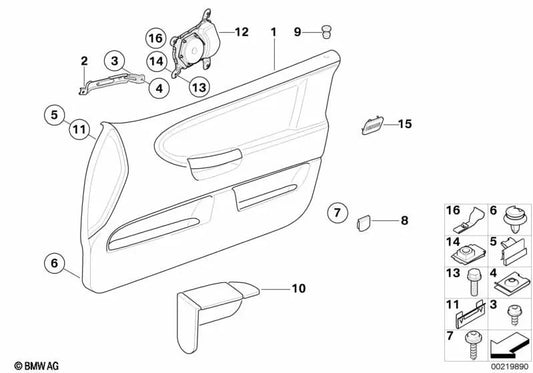 Revestimiento de puerta delantero izquierdo para BMW Serie 3 E36 (OEM 51418165425). Original BMW