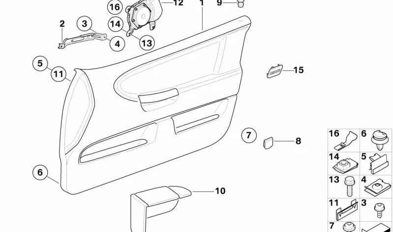 Revestimiento de puerta delantero derecho para BMW Serie 3 E36 (OEM 51412251922). Original BMW.