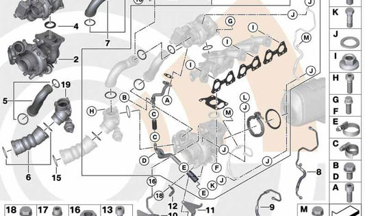 Conducto de Aceite para BMW Serie 5 F07, F10, F11, Serie 7 F01, X5 E70N, X6 E71 (OEM 11427800616). Original BMW