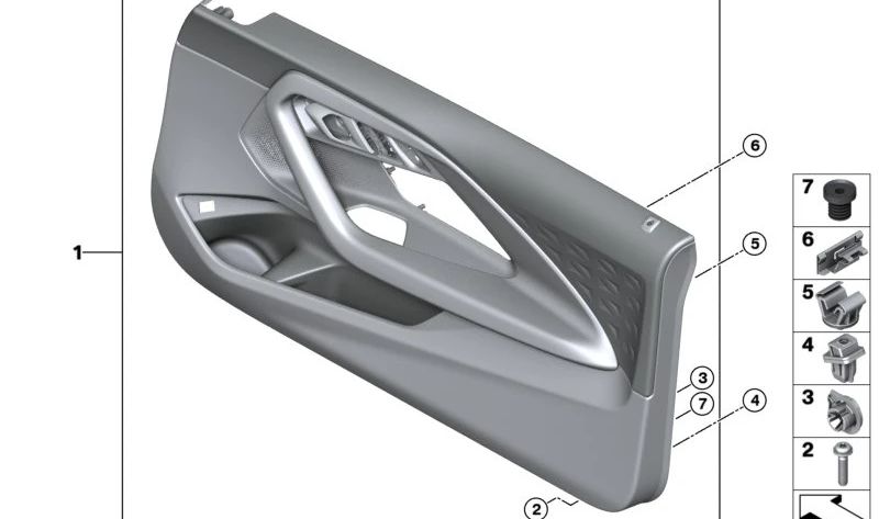 Panneau de porte d'entrée droite 51415A32146 pour BMW G42, G87. BMW d'origine.