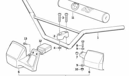 Protector de mano izquierdo OEM 71602315701 blanco para BMW Motorrad (Modelos compatibles: R1200GS, R1250GS, F750GS, F850GS, S1000XR). Original BMW.