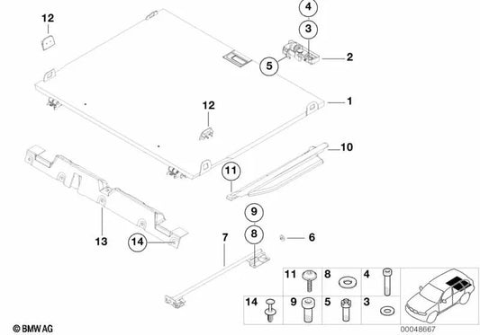 Tapón de cubierta del maletero para BMW X5 E53 (OEM 51477010115). Original BMW