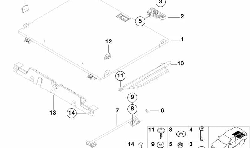 Tope para guía de carril OEM 51478264207 para BMW X5 E53. Original BMW.