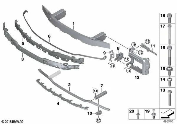 Amortiguador delantero para BMW Serie 3 G20, G28 (OEM 51118088835). Original BMW