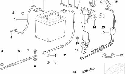 Cable de batería negativo para BMW Serie 3 E36 (OEM 12421732227). Original BMW