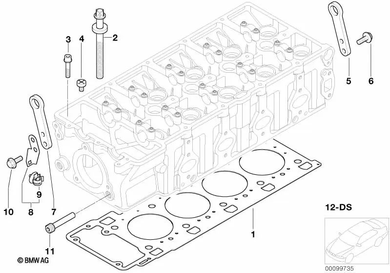 Juego de Juntas de Culata sin Asbesto para BMW Serie 7 E38, E65 (OEM 11127781494). Original BMW.