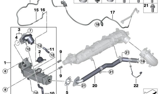 AGR-Rohr für BMW 5er F10, F11, 7er F01N, F02N, X5 E70N, F15, X6 E71, F16 (OEM 11718506678). Original BMW