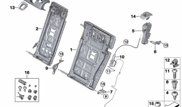 Trägrersección Respaldo izquierdo para BMW G21, G81 (OEM 52207399203). Original BMW