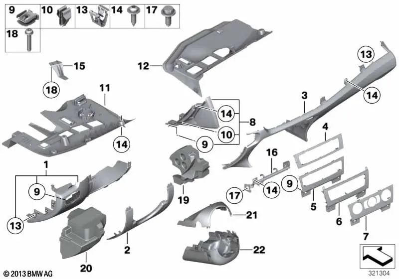 Blende Portadora de Funciones Central para BMW E84 (OEM 51459257642). Original BMW