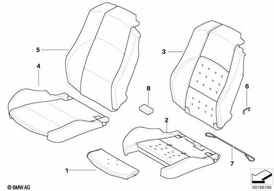 Funda Asiento Deportivo de Cuero derecha para BMW Serie 3 E93, E93N (OEM 52107253570). Original BMW.