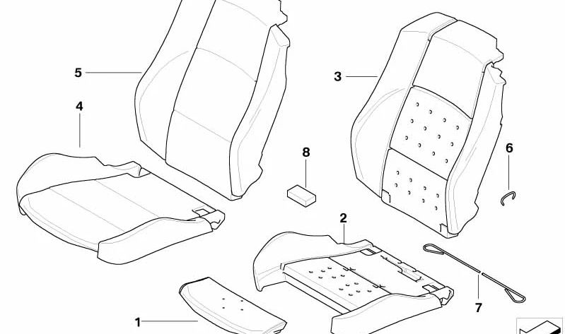 Funda de asiento deportivo de cuero derecho OEM 52107253568 para BMW Serie 3 Cabrio (E93). Original BMW.