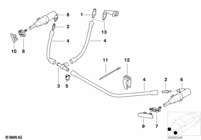 Esquina para BMW Serie 1 E81, E82, E87, E87N, E88, Serie 3 E46, E90, E91, E92, E93, X3 E83, X5 E53 (OEM 61678252741). Original BMW