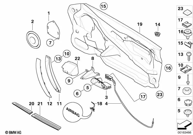 Right interior door opener for BMW Z4 E85 (OEM 51417141062). Original BMW.