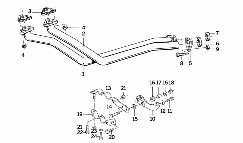 Tubo de escape para BMW Serie 3 E30 (OEM 18111178077). Original BMW