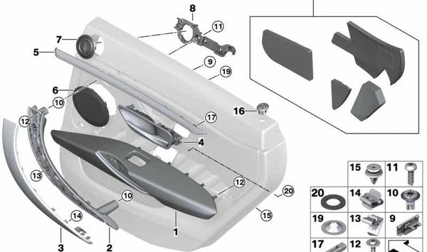 Adaptador izquierdo para BMW Serie 4 F36 (OEM 51447342189). Original BMW