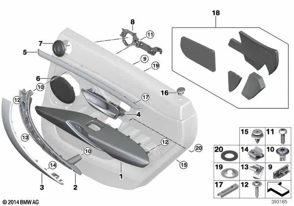 Reposabrazos de cuero trasero derecho para BMW Serie 4 F36, F36N (OEM 51427368386). Original BMW.