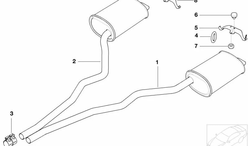 Silenciador trasero izquierdo para BMW Serie 7 E38 (OEM 18312248261). Original BMW.