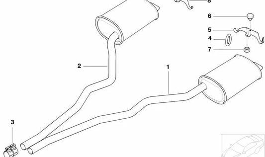 Silenciador trasero izquierdo para BMW Serie 7 E38 (OEM 18312248261). Original BMW.