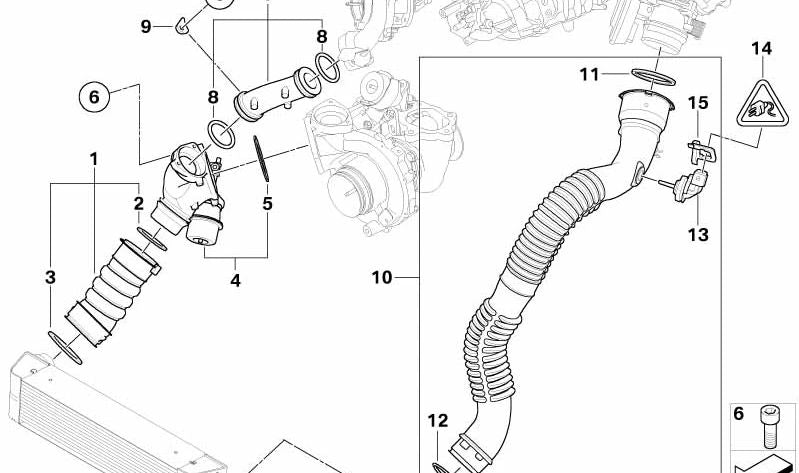 Connecting pipe for BMW E81, E82, E87N, E88, E84 (OEM 11657804640). Original BMW