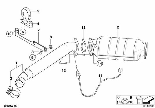 Abrazadera superior para BMW X3 E83, E83N (OEM 18303421439). Original BMW